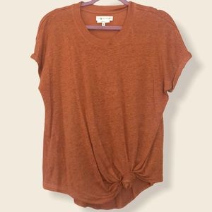 Lou & Grey Orange Gathered Linen Tee